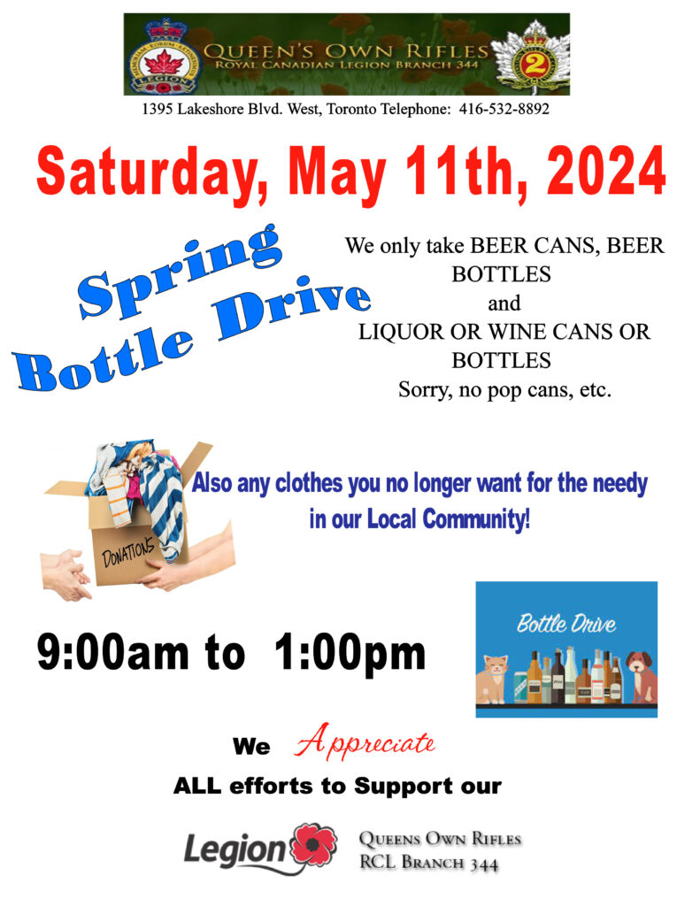 Spring Beer Bottle Drive & Clothing Donations - May 11th, 2024